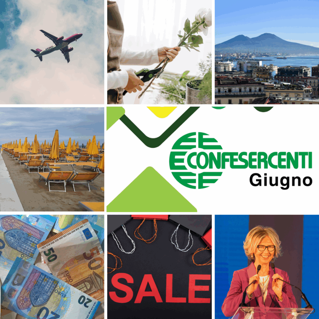 Tariffe aeree, la figura del fiorista, l’incertezza economica, le elezioni Enasarco e gli studi su turismo balneare, quattordicesima e saldi… il giugno di Confesercenti